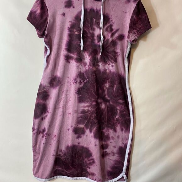 J for Justify Purple Tie Dye Long Tee Hoodie Dress Size Large - Picture 1 of 5